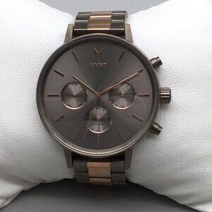 MVMT Orion Chronograph Watch Women Gunmetal Rose Gold Tone New Battery 6"